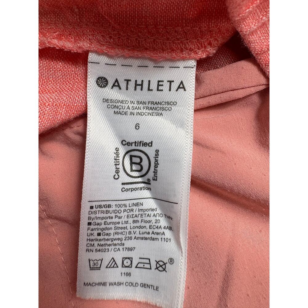 Athleta Retreat 100% Linen Pants Wide Leg Sunset Glow Size 6 Drawstring Pull On - Picture 10 of 14